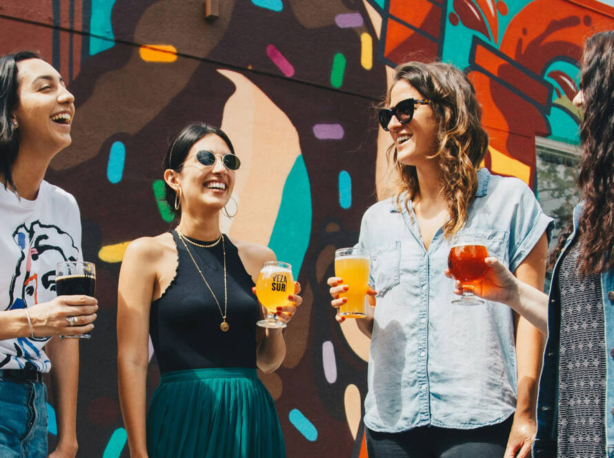 Group of women with drinks and beers
