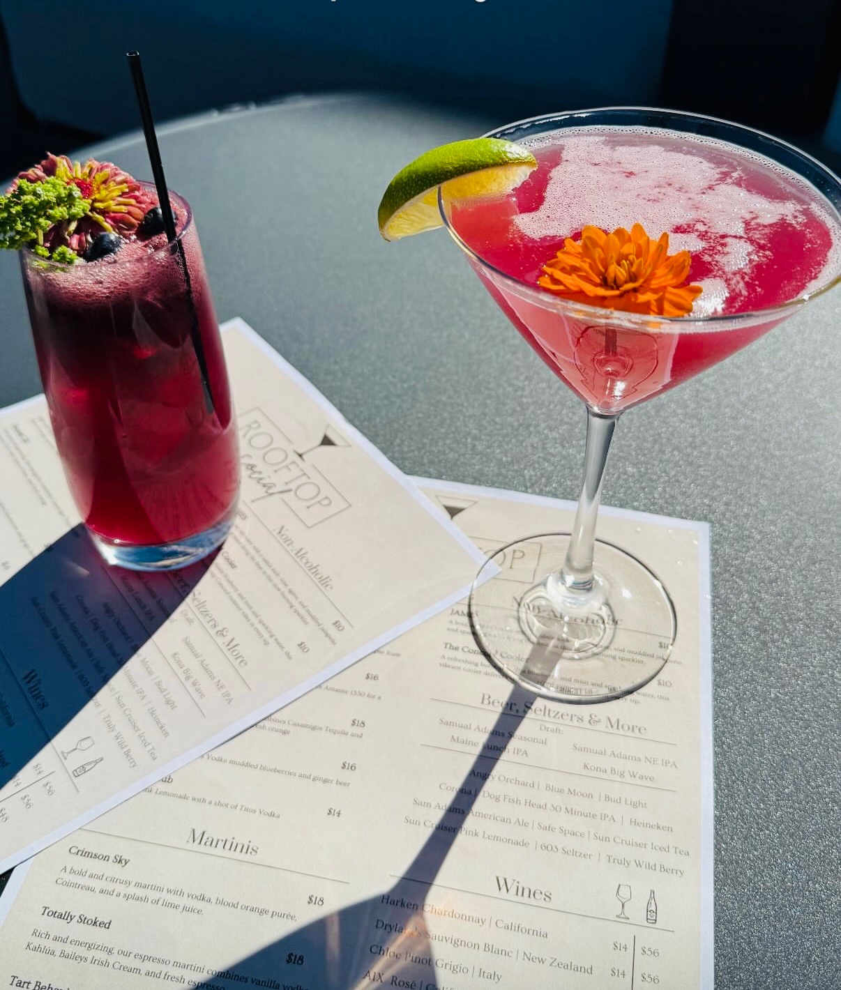 Rooftop signature cocktail. Martini and cocktail