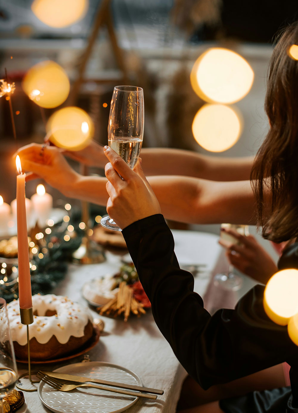 Woman holding champagne glass