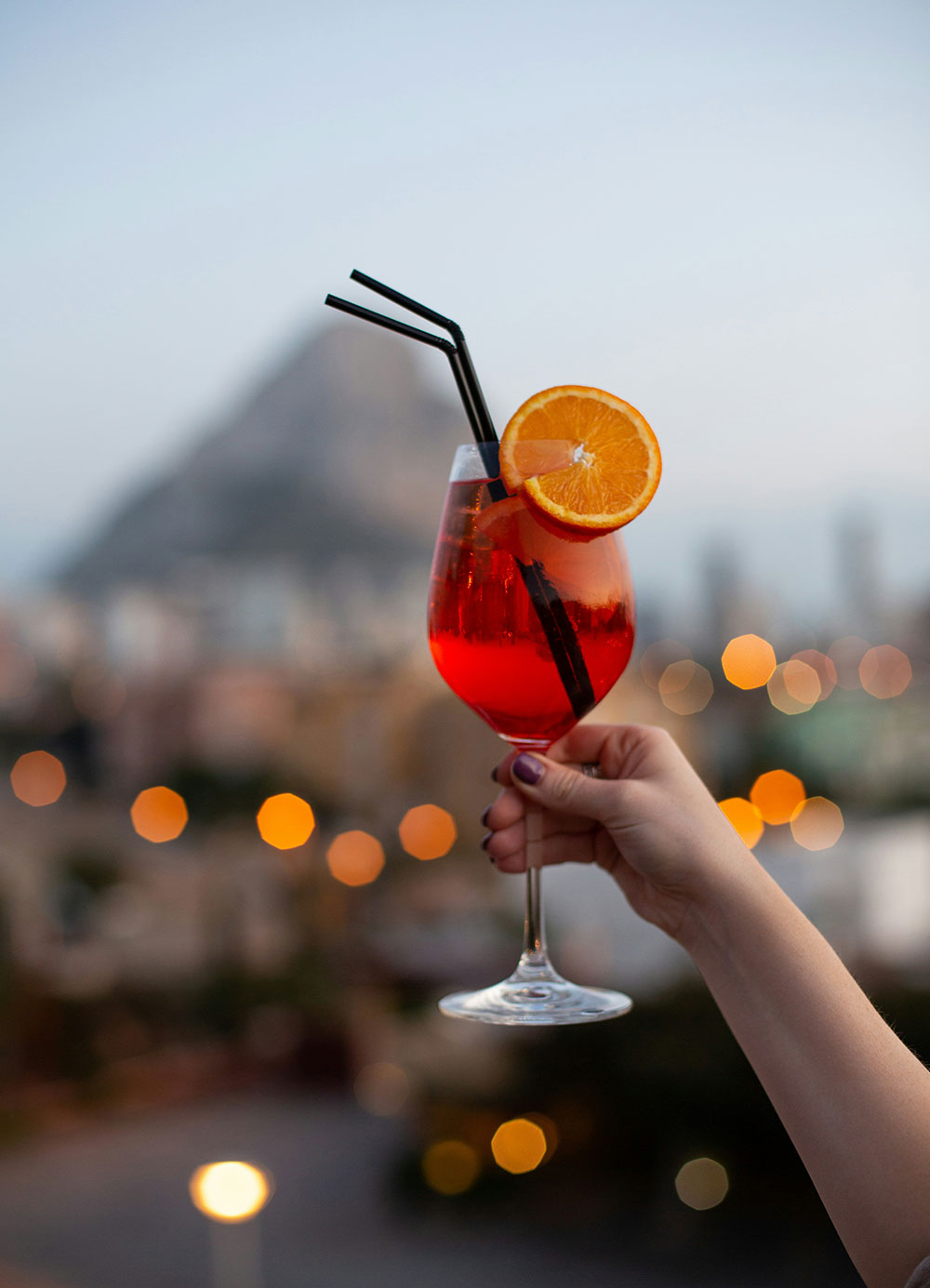 fun cocktail on rooftop